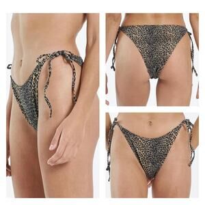NEW Free People x Thrills Wayward String High Cut Animal Print Bikini Bottom Med